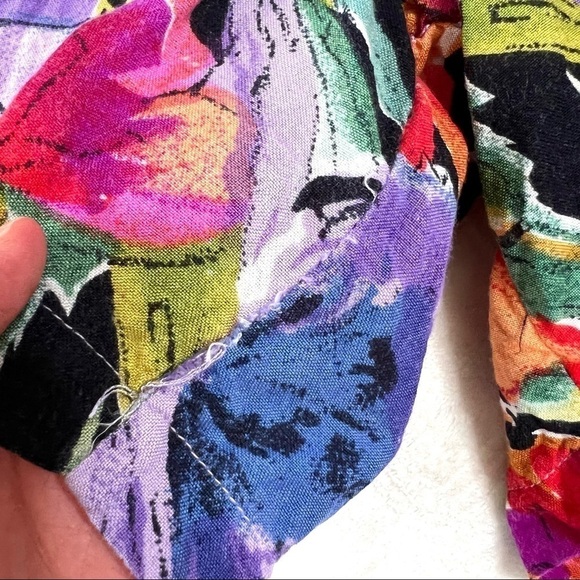 In Charge Vintage 90s Retro Colorful Floral Print Short Sleeve Romper Medium - Picture 7 of 16